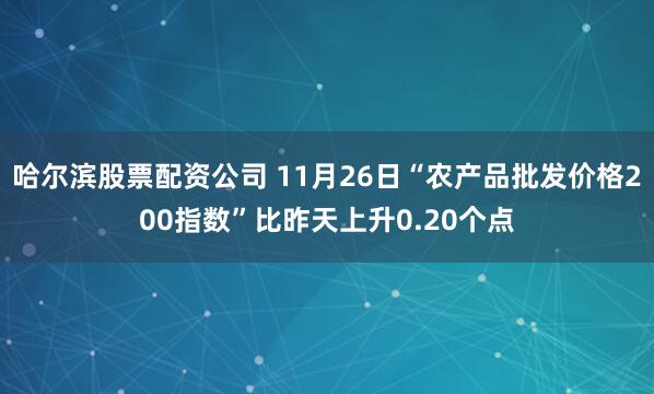 哈尔滨股票配资公司 11月26日“农产品批发价格200指数”比昨天上升0.20个点